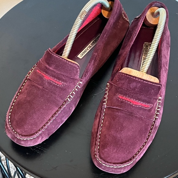 Manolo Blahnik Suede Purple Red Mens 